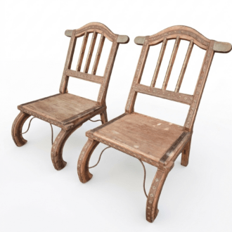 Sillas Anglo-Indias de Época en Madera de Sheesham e Incrustaciones de Latón