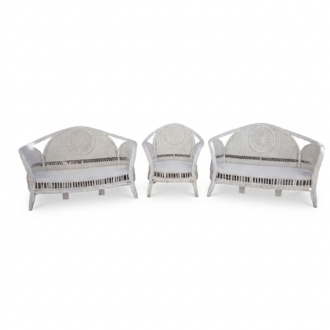 Conjunto de Jardín Vintage en Ratán Natural