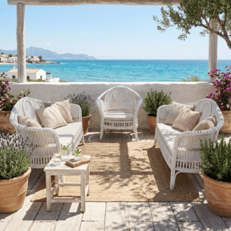 Conjunto de Jardín Vintage en Ratán Natural 8 1000518345