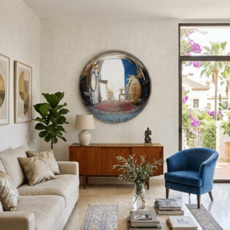 Espejo de Luna Convexa LA Studio – Madera y Metal Patinado (120 cm) 7 1000519499