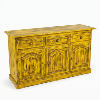 Rustic Wooden Sideboard in Pickled Mustard Yellow