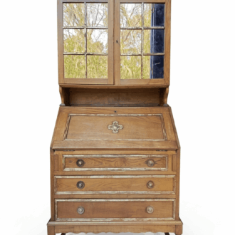 Bureaux-Vintage Wooden Cabinet with Display Case and Folding Secretariat