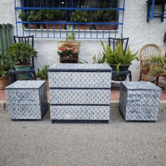 Bedroom Set of Dresser and Nightstands with Geometric Print – photo 2