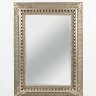 Classic Wall Mirror with Aged Gray Carved Frame