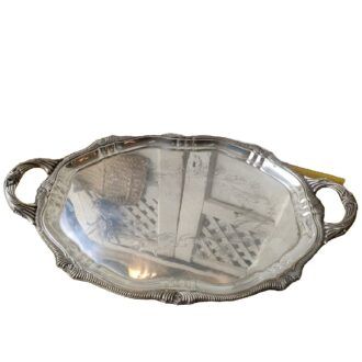 Bandeja Plateada Vintage con Asas