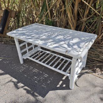 Mesita de Bambú Vintage en Blanco Decapé – Estilo Shabby Chic 14 1000520800