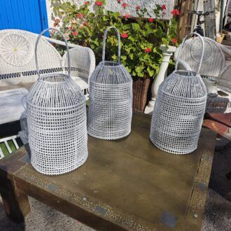 Farolillos de Ratán Trenzado Blanco – Estilo Boho Chic Mediterráneo 7 1000521301