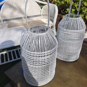 Farolillos de Ratán Trenzado Blanco – Estilo Boho Chic Mediterráneo 9 1000521302