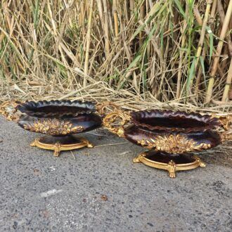 Pareja de Grandes Centros de Mesa Estilo Imperio de Manises y Pan de Oro 8 1000523265