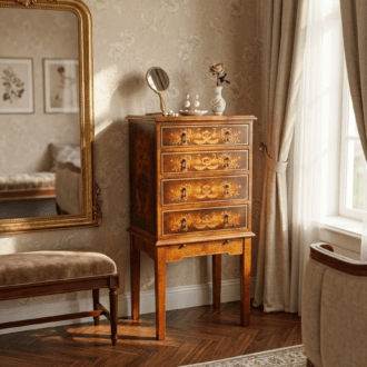 Mueble Joyero Estilo Luis XV con Marquetería Floral 9 1000523300