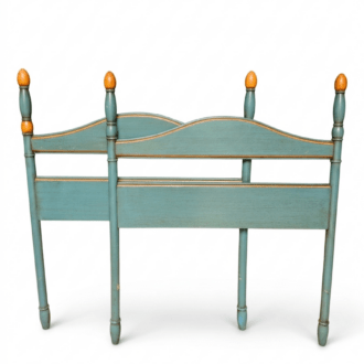 Pareja de Cabeceros Vintage en Verde Agua y Madera Natural