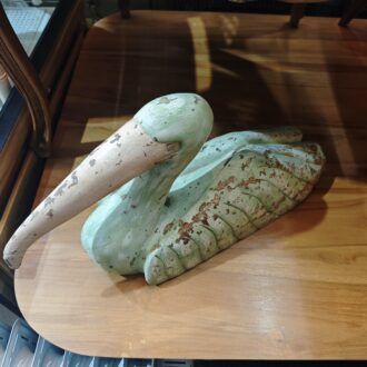 Pelícano De Madera Tallada A Mano Vintage Decapado 9 1000526091