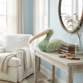 Pelícano De Madera Tallada A Mano Vintage Decapado 7 1000526093