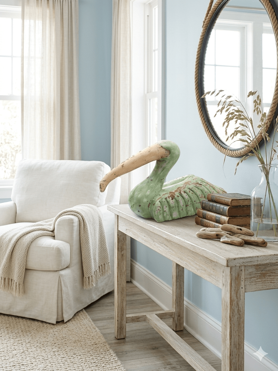 Pelícano De Madera Tallada A Mano Vintage Decapado 3 Pelícano De Madera Tallada A Mano Vintage Decapado - Imagen 3