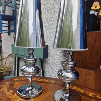 Pareja de Lámparas de Sobremesa en Cromo Pulido Dupen 6 1000526783