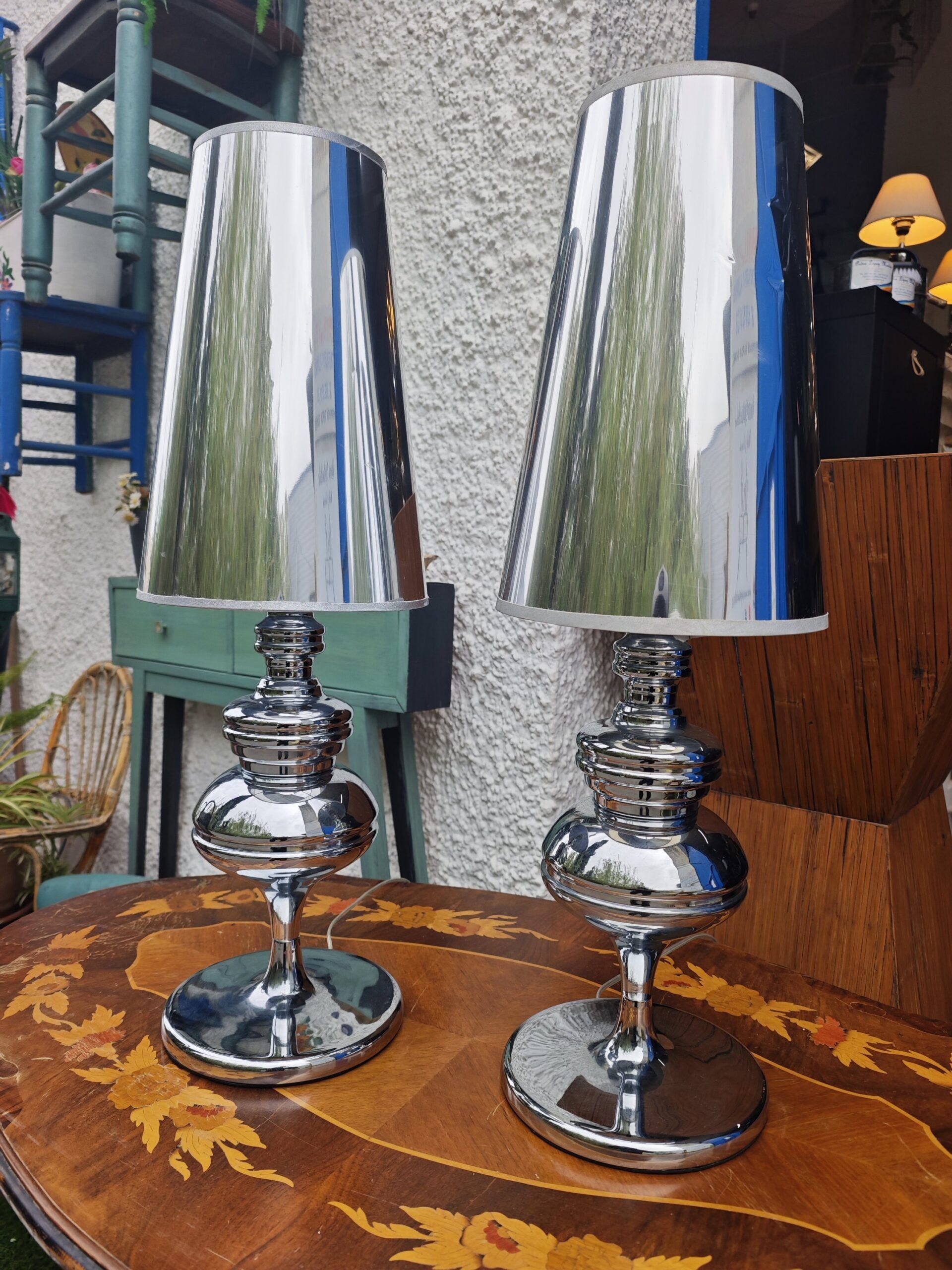 Pareja de Lámparas de Sobremesa en Cromo Pulido Dupen 2 Pareja de Lámparas de Sobremesa en Cromo Pulido Dupen - Imagen 2