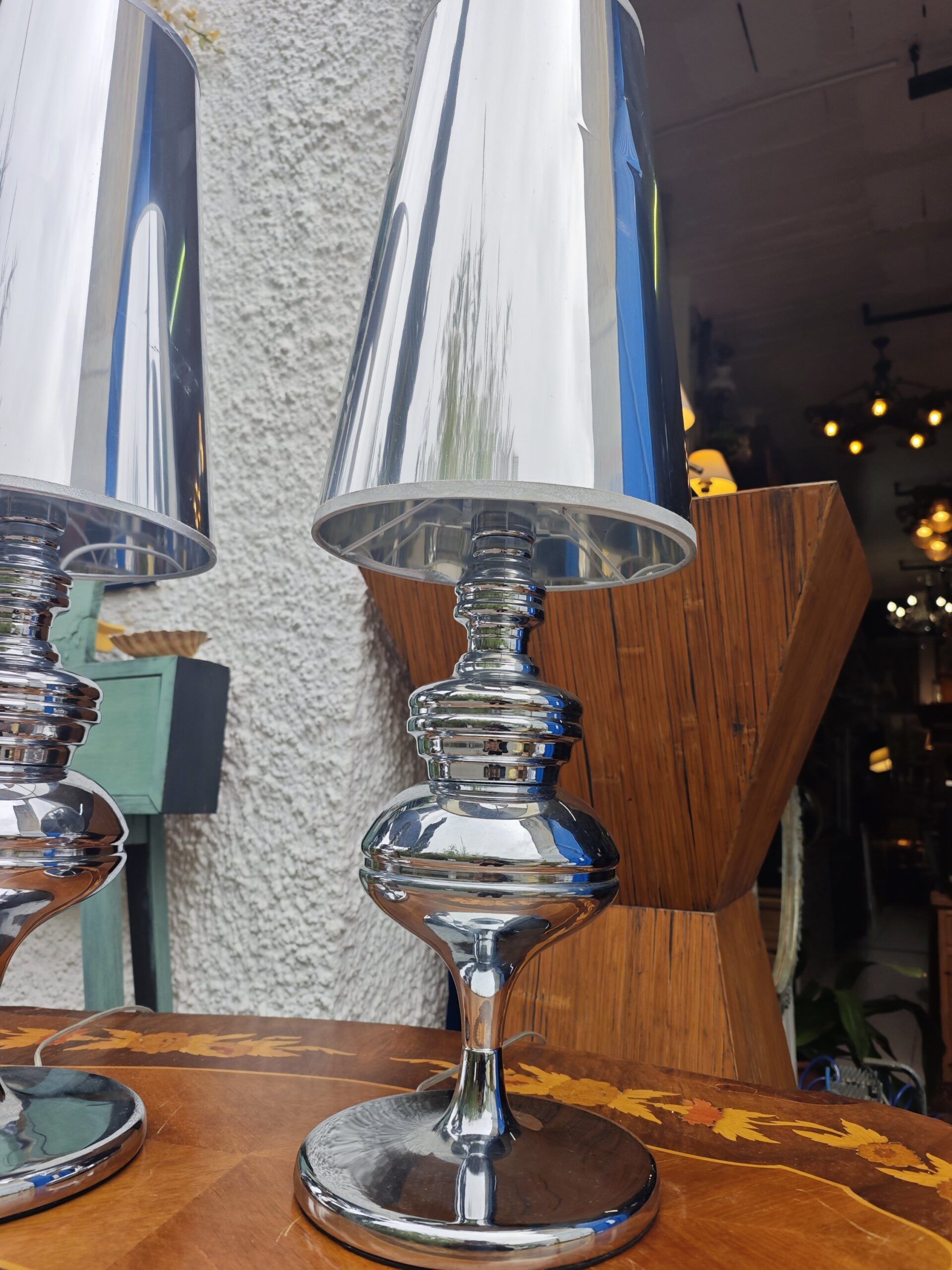 Pareja de Lámparas de Sobremesa en Cromo Pulido Dupen 5 Pareja de Lámparas de Sobremesa en Cromo Pulido Dupen - Imagen 5