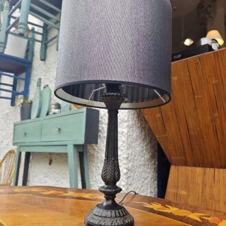 Lámpara de Sobremesa Vintage en Metal Negro con Base de Hojas de Acanto 11 1000526800