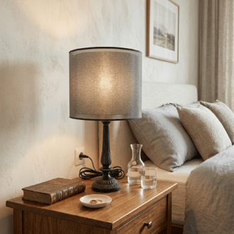 Lámpara de Sobremesa Vintage en Metal Negro con Base de Hojas de Acanto 8 1000526806