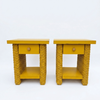 Inicio 17 Mesitas de Noche Vintage de Ratán Color Mostaza