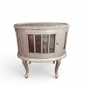 Oval Decanter Cabinet in Aged Silver
