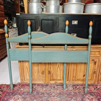 Pair of Vintage Headboards in Aqua Green and Natural Wood – photo 2