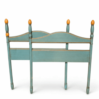 Pareja de Cabeceros Vintage en Verde Agua y Madera Natural