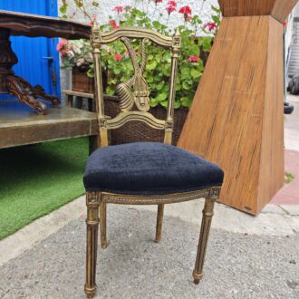 Mid Century Louis XVI Style Living Room Chair with Lyre Back – photo 2