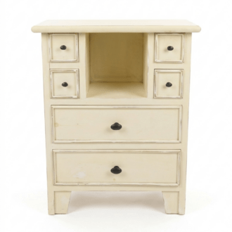 Shabby Chic Side Table in Cream with Drawers and Shelf