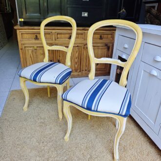 Sillas Isabelinas Estilo Francés con Tapicería a Rayas Marineras 5 1000561963