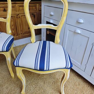 Sillas Isabelinas Estilo Francés con Tapicería a Rayas Marineras 6 1000561964