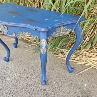 Consola Luis XV Lacada en Azul Envejecido – Madera de Caoba con Talla Barroca 10 1000575780