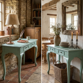 Consola Escritorio Shabby Chic Verde Agua 12 1000576497