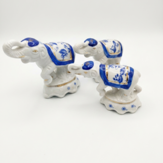 Chinoseries style porcelain elephants