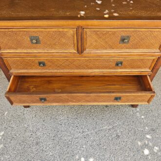 Cómoda ratán y madera estilo colonial 5 cajones 10 1000582709