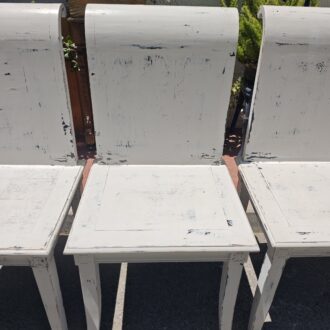Distressed White Chairs with Blue Trim Cushions – Set of 6 10 1000592998