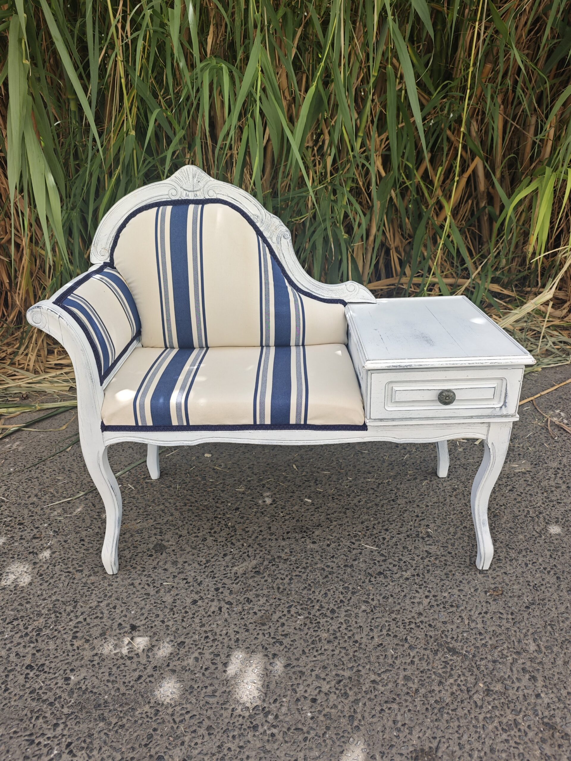 Mesa de Teléfono Vintage Años 70 Gossip Bench con Asiento 2 Mesa de Teléfono Vintage Años 70 Gossip Bench con Asiento - Imagen 2