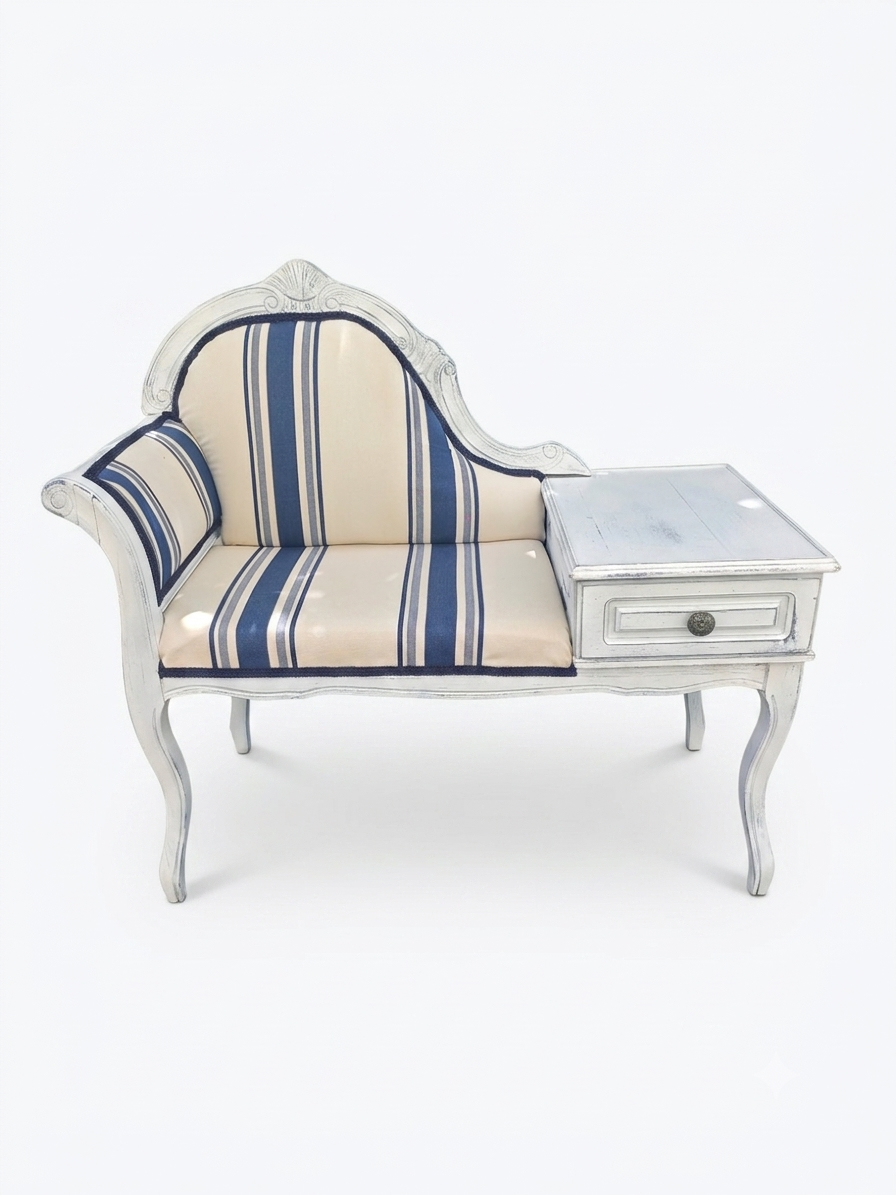 Mesa de Teléfono Vintage Años 70 Gossip Bench con Asiento 1 Mesa de Teléfono Vintage Años 70 Gossip Bench con Asiento