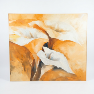 Cuadro Abstracto de Calas en Tonos Terracota – Lienzo Decorativo Texturizado con Marco