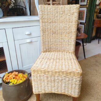 Silla de Fibra Natural Tejida y Patas de Madera 5 1000601981