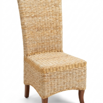 Silla de Fibra Natural Tejida y Patas de Madera