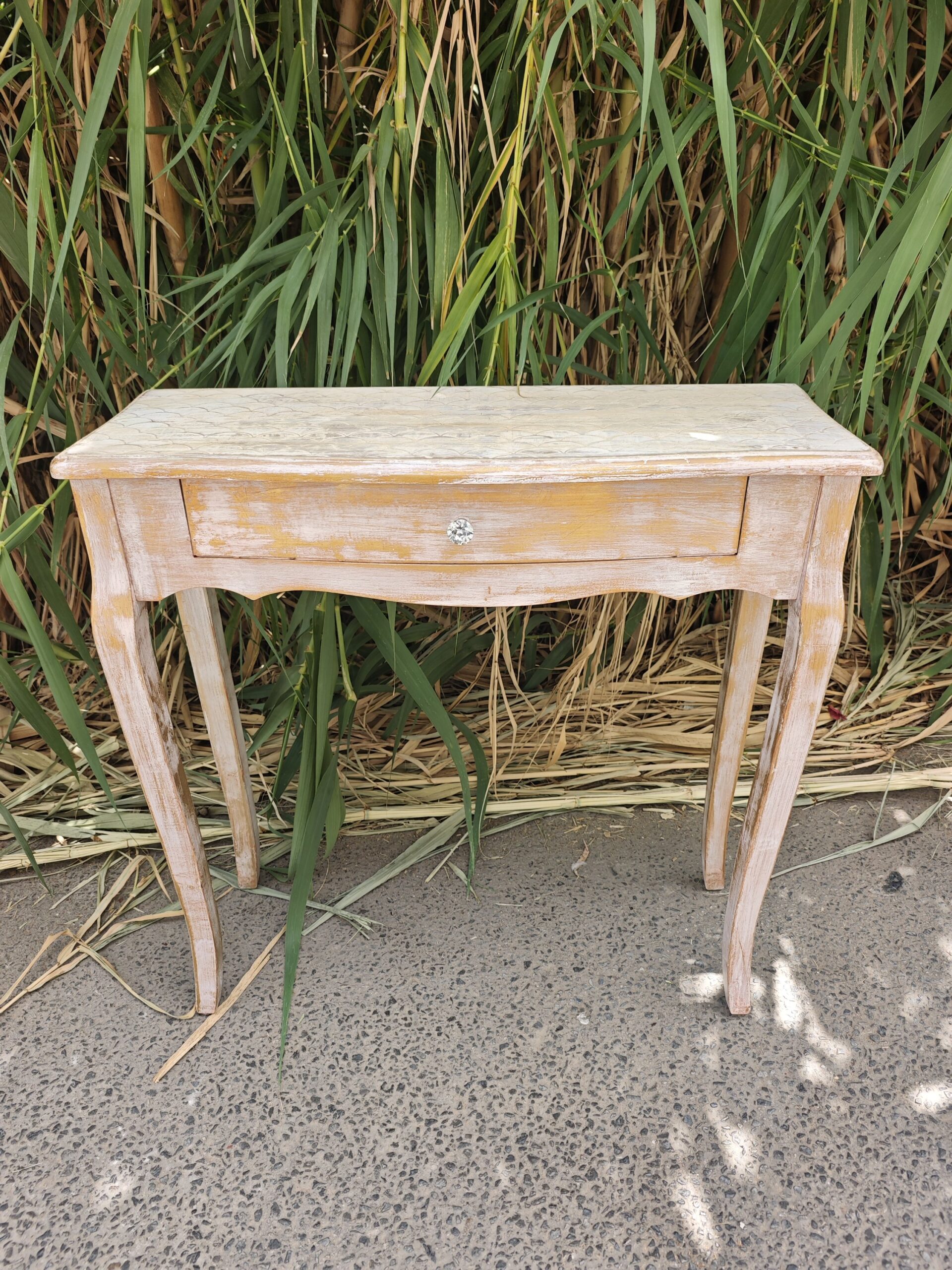 Consola Shabby Chic Blanco y Oro 4 Consola Shabby Chic Blanco y Oro - Imagen 4