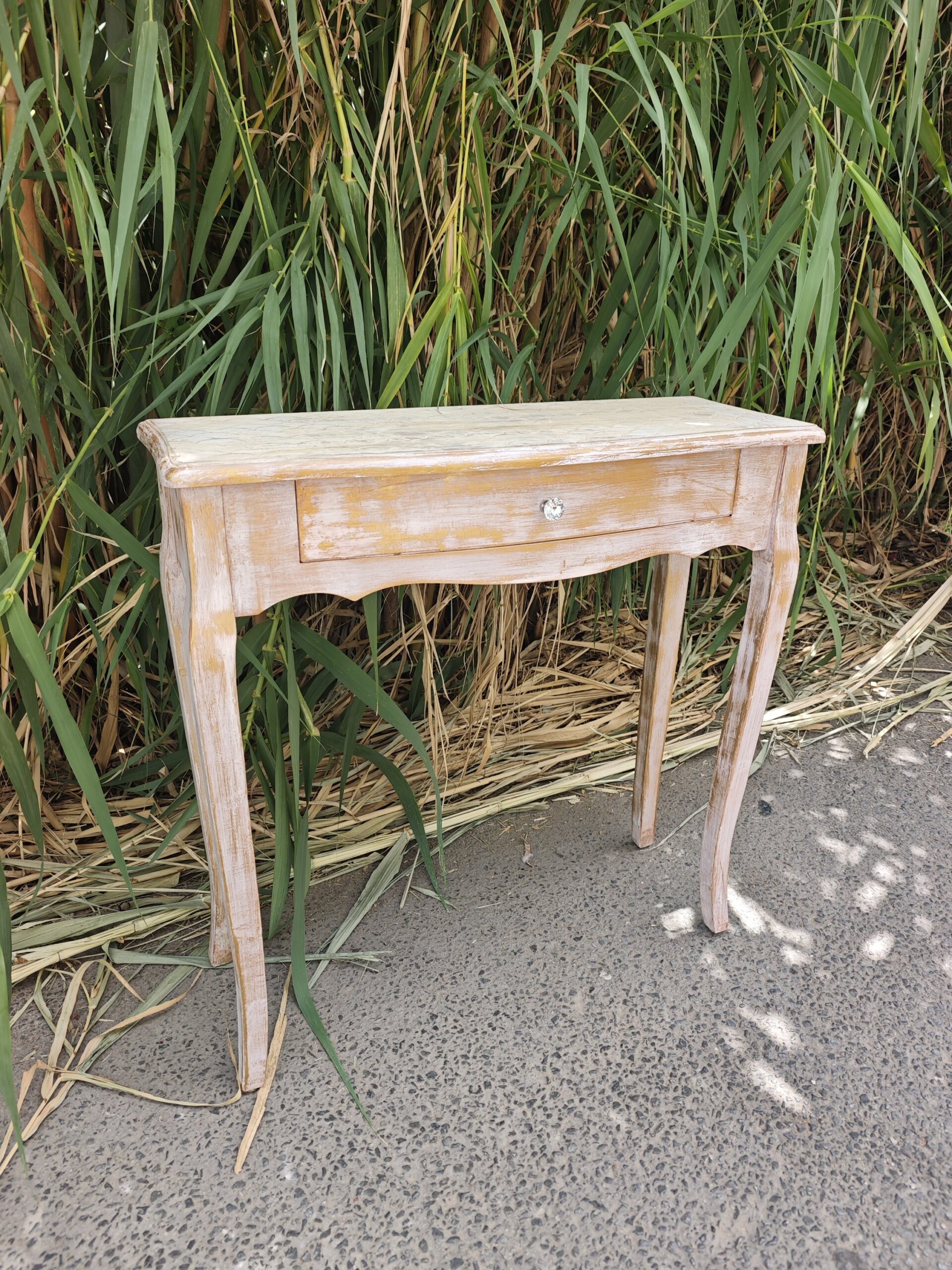 Consola Shabby Chic Blanco y Oro 2 Consola Shabby Chic Blanco y Oro - Imagen 2
