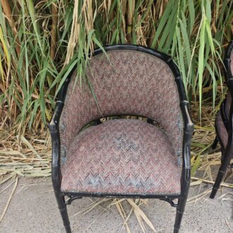 Butacas Chippendale Estilo Bambú Faux, Madera Lacada Negra y Tapizado Multicolor 9 1000617179 3