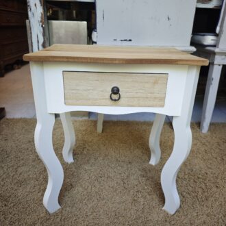 Mesita Auxiliar Bicolor Blanca y Madera Natural con Patas Cabriolé 6 1000641256 1