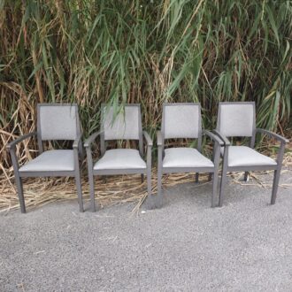 Sillas de Brazos Vintage Madera Gris y Tapizado Gris Jaspeado 6 1000644889