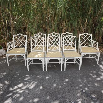 Juego de 8 Sillas Hollywood Regency Chinoiserie de Bambú Tallado (Faux Bamboo) 7 1000646149