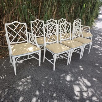 Juego de 8 Sillas Hollywood Regency Chinoiserie de Bambú Tallado (Faux Bamboo) 9 1000646152