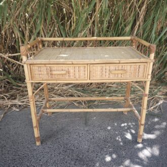 Escritorio Vintage de Bambú Natural y Rejilla Trenzada (Años 70) 6 1000657230