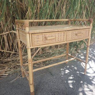 Escritorio Vintage de Bambú Natural y Rejilla Trenzada (Años 70) 8 1000657231